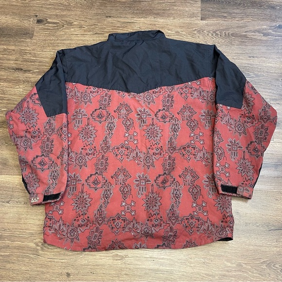 Vintage Burton Snowboard Bandanna Print Anorak Pullover Jacket Maroon Black - Picture 2 of 4